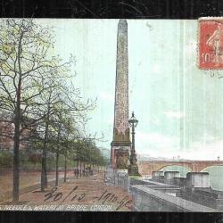 cléopatra's needle & waterloo bridge london carte postale ancienne