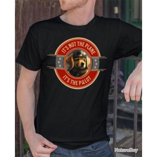 Ce n'est pas l'avion, c'est le pilote Pawlot Golden Retriever 2 humour T-Shirt toutes tailles NEUF !