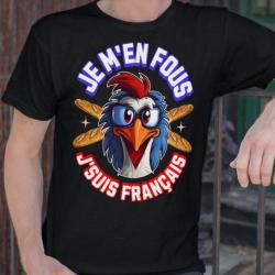 Je m'en fous J'suis Français, sarcasme humour France Baguette Patrie T-Shirt toutes tailles NEUF !