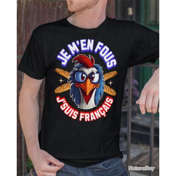 Je m'en fous J'suis Franais, sarcasme humour France Baguette Patrie T-Shirt toutes tailles NEUF !
