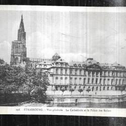 strasbourg vue générale la cathédrale et le palais des rohan carte postale ancienne