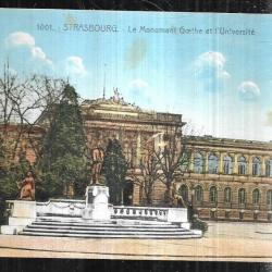 strasbourg le monument goethe et l'université carte postale ancienne