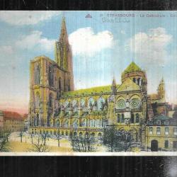 strasbourg la cathédrale coté sud carte postale ancienne colorisée