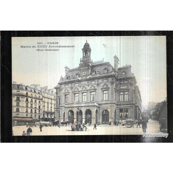paris mairie du XVIIIe arrondissement rue ordener carte postale ancienne