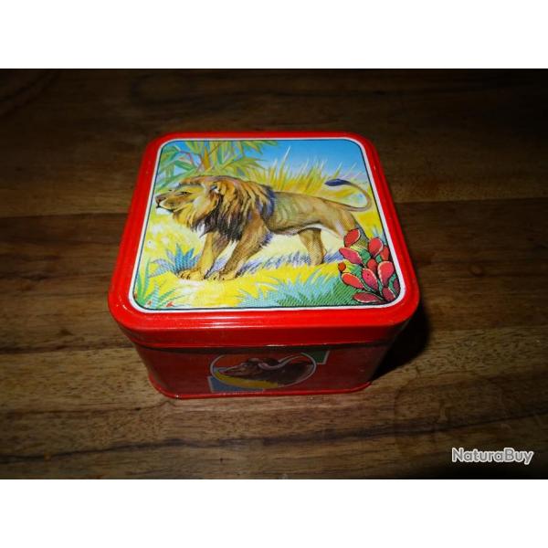 Rare boite mtallique  cartouches MGM avec motifs animaliers Africain