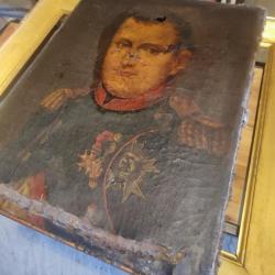 Huile sur toile portrait en buste de l'empereur Napoléon 1 er époque empire