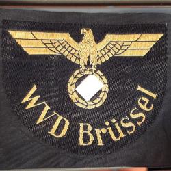 Insigne tissu Allemand Train Belgique BRUSSEL Reichsbahn tissé bévo ORIGINAL 2° Guerre WWII