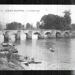 limay-mantes le vieux pont  carte postale ancienne
