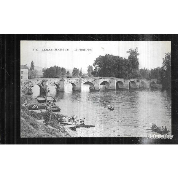 limay-mantes le vieux pont  carte postale ancienne