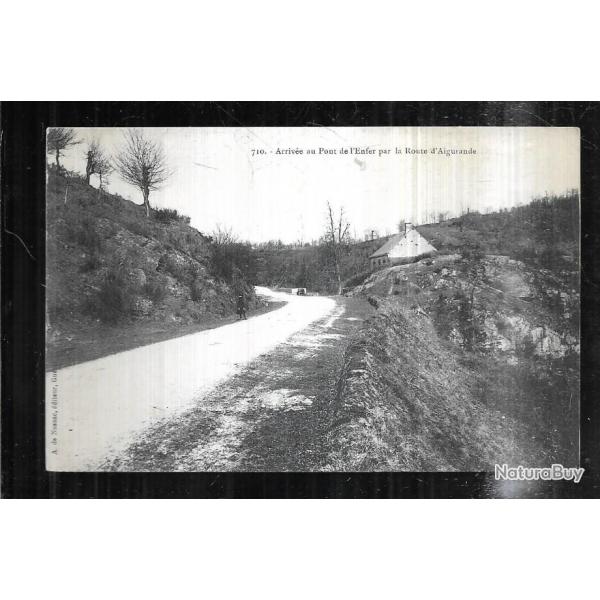 arrive au pont de l'enfer par la route d'aigurande carte postale ancienne