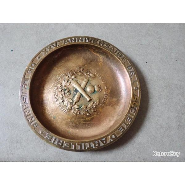 1899-1924 : Vide poche en bronze commmoratif 15 me anniversaire socit d'artillerie de Lausanne