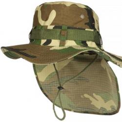 Chapeau Bob Safari Camouflage Militaire Protege Nuque Taille unique Vert