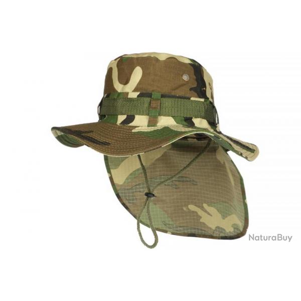 Chapeau Bob Safari Camouflage Militaire Protege Nuque Taille unique Vert