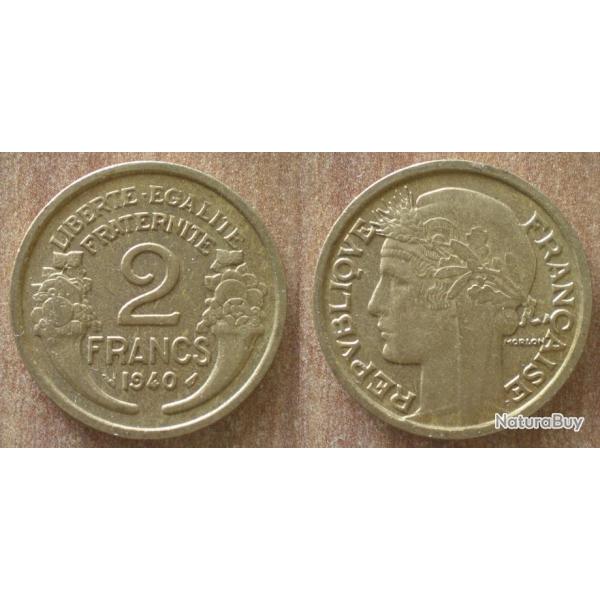 France 2 Francs 1940 Morlon Piece Frcs Frs Frc