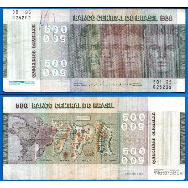 Bresil 500 Cruzeiros 1972 (1979-80) Sign 18 Serie B Billet Commemo Brazil Brasil Amerique Du Sud