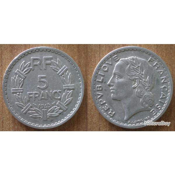 France 5 Francs 1945 Franc Lavrillier Piece