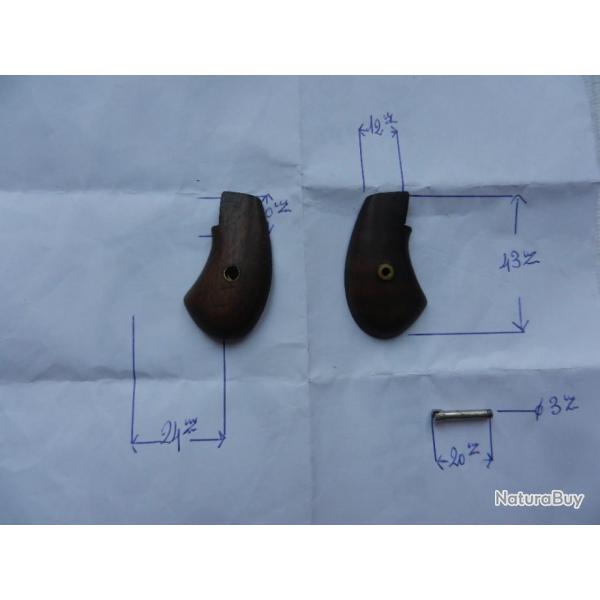 ancienne paire de petites plaquettes de crosse bois pour petit revolver(Avec la vis)