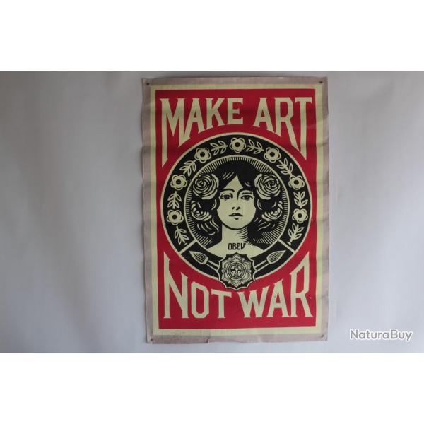 Affiche gouache make art not war Obey