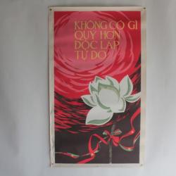 Affiche gouache propagande guerre Vietnam Indépendance