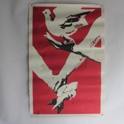 Affiche gouache propagande guerre Vietnam contre les bombardements