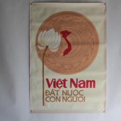 Affiche gouache propagande guerre Vietnam Country and people
