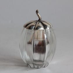 Pot à colle cristal et argent anglais Silver Glue pot