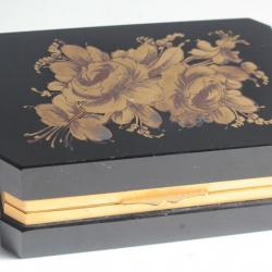 MURANO Boite Coffret à bijoux opaline noire émaillée