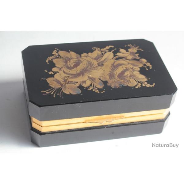 MURANO Boite Coffret  bijoux opaline noire maille