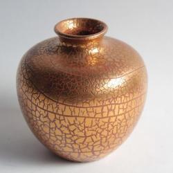 Vase céramique émaillée or craquelé