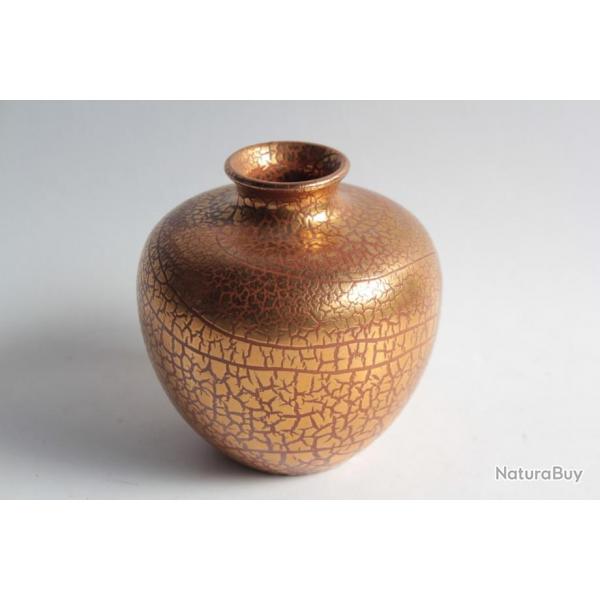 Vase cramique maille or craquel