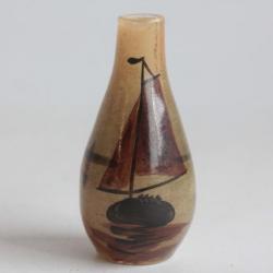 Vase miniature verre émaillé J. ROBERT Bateaux voiliers 1900
