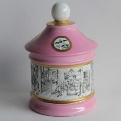 Pot couvert porcelaine décor main Salle de bain