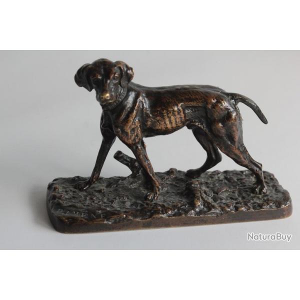 Bronze animalier Chien de chasse Pierre Jules Mne