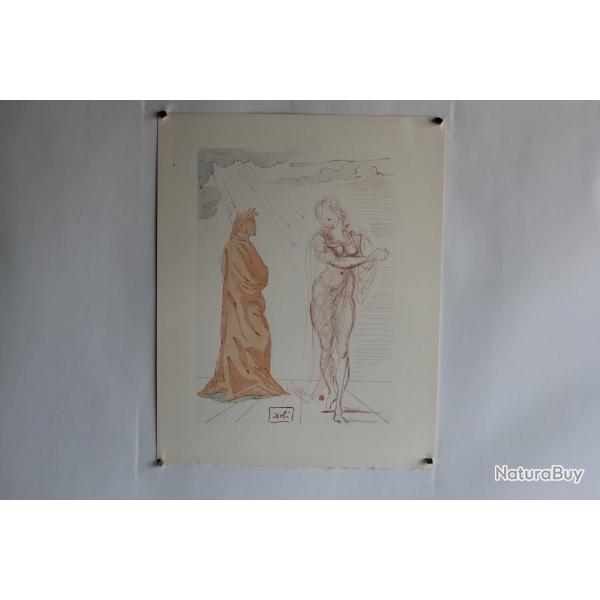 SALVADOR DALI Lithographie La divine comdie Virgile rconforte Dante