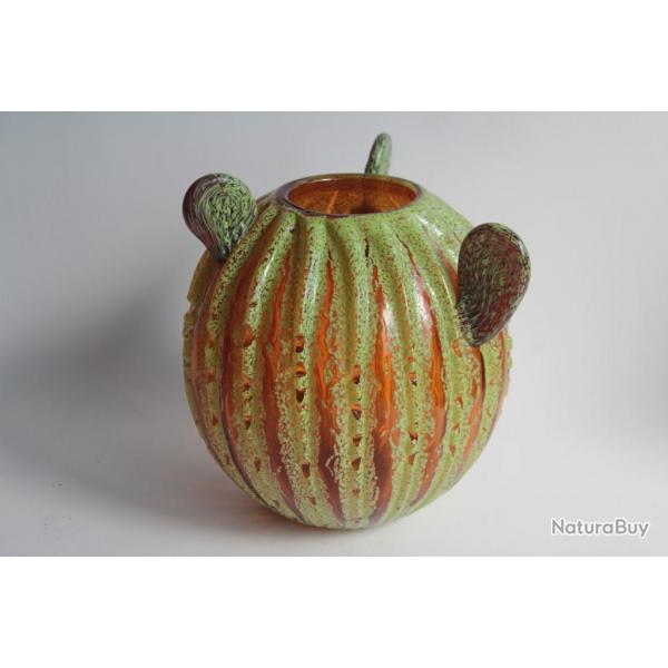 Vase Cactus verre souffl multicouches