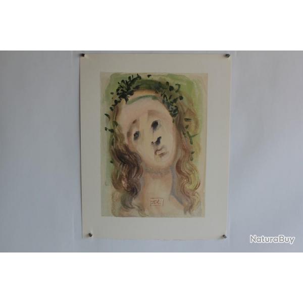 SALVADOR DALI Lithographie La divine comdie Le visage de Virgile