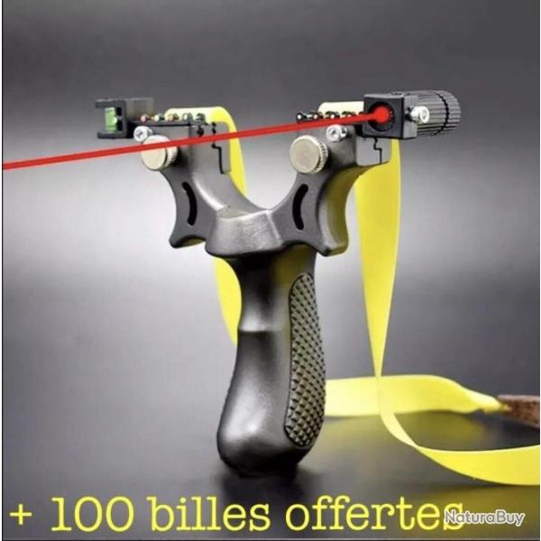Fronde Lance Pierre haute prcision - Slingshot laser - chasse tir Sportif + 100 Billes