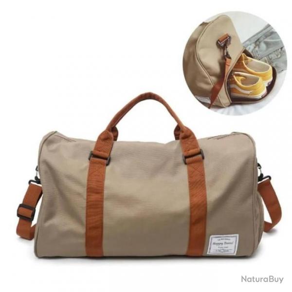 Sac de Voyage/Sport/Camping Compartiment Chaussures 48cm Week-End Sac Lger Impermable Beige