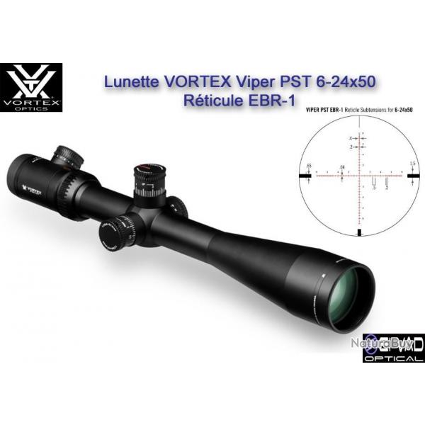 Lunette VORTEX Viper PST 6-24x50 FFP avec Levier pour Zoom