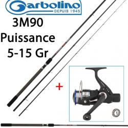 Ensemble pêche Anglaise Garbolino Flash Match 3M90 + Moulinet anglaise / feeder Garbolino viper