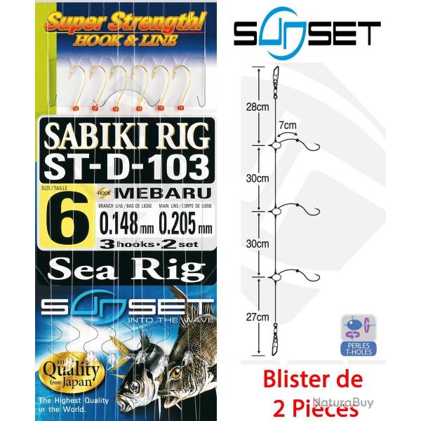 Montage bas de ligne surf mer Sunset sabiki rig ST-D-103 (Blister de 2 pices) N 6