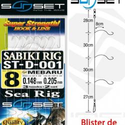 Montage bas de ligne surf mer Sunset sabiki rig ST-D-001 (Blister de 2 pièces)