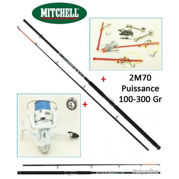 Pack bateau Mitchell Pro 2M70 100/300gr + Moulinet Mitchell garni + Accessoires