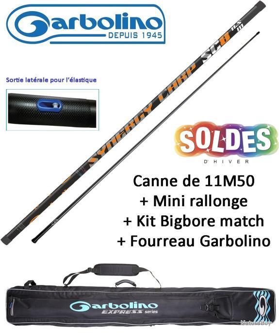 Pack Carpe / Carpodrome Garbolino Synergy carp SC8 en 11M50 + Mini rallonge  + Kit Bigbore match + Fourreau Garbolino Express Option montage élastique  Canne seule