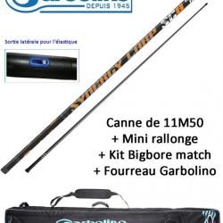 Pack Carpe / Carpodrome Garbolino Synergy carp SC8 en 11M50 + Mini rallonge + Kit Bigbore match + Fo