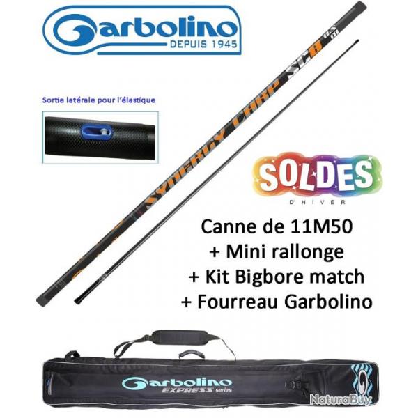 Pack Carpe / Carpodrome Garbolino Synergy carp SC8 en 11M50 + Mini rallonge + Kit Bigbore match + Fo