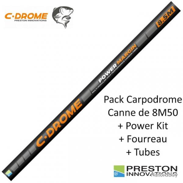 Pack Carpodrome Preston Innovations C-Drome Power Margin Pole 8M50 Canne livre montage lastique gr
