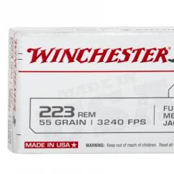 20 munitions 223 rem ( 5.56x45) winchester FMJ 55 grains