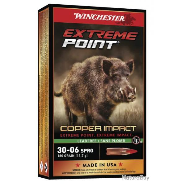 Boite de 20 Cartouches Winchester Extreme point lead free cal.30-06 180gr 11,66G