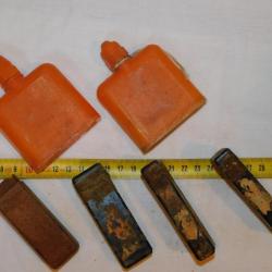 LOT 2 FIOLES DE PRODUIT ANTI GAZ ALLEMAGNE W.W.2 + 4 BOITES TALC